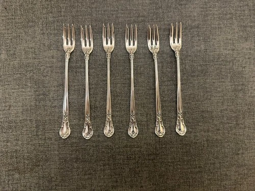 6 Chantilly Gorham Sterling Silver Seafood Cocktail Shrimp Lobster Forks