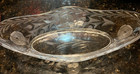 ANTIQUE  ELABORATELY ETCHED FLOWERS  GLASS DISH.  OBLONG SHAPE. EARLY 1900'S.  — photo 7