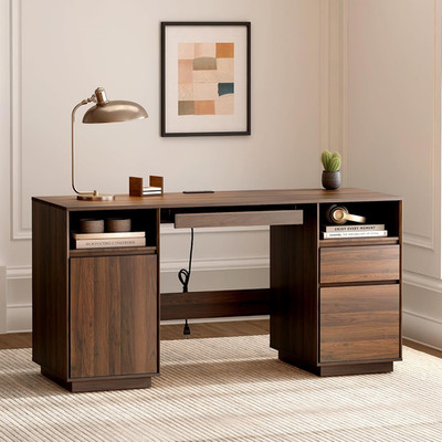 Farmhouse Executive Desk with File Drawer 59'' Large Computer Desk Home Office De