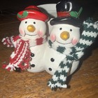 Woolly Scarfed Snowmen Pair Tea Light Candle Holder Holiday Christmas Decoration — photo 5