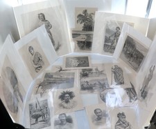 Large Collection Antique Bookplates, Engravings, Etchings ex Magazines / Books.