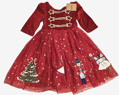 knee length dresses for ladies Cora Twirly Jersey Dress-Jewel Green Nutcracker main image 1