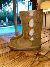 Kookaburra by UGG Girls Youth Size 4 Boot Chestnut Suede Fur Shearling Lined
