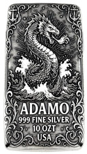 10 oz Silver Art Bar 999 - Sea Serpent - Exclusive Ltd. Edition - Adamo Metals 104.00 per troy oz