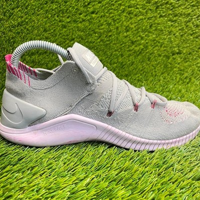 Nike Free TR Flyknit 3 Amp Womens Size 8.5 Gray Walking Running Shoes Sneakers