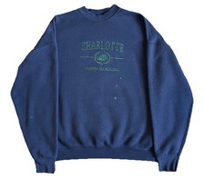 Vintage 90s 1990s Charlotte North Carolina Sweatshirt Navy Size XL Made In USA