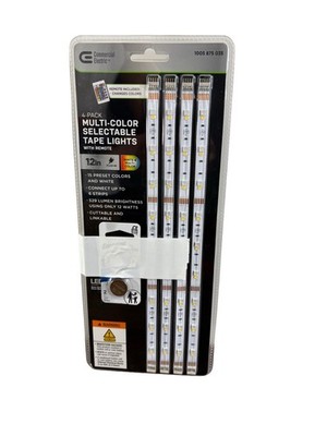 Multi-Color LED lights 4-Pack Selectable Tape Lights 12 in New