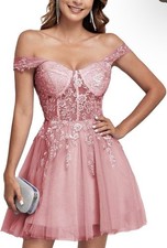 Homecoming Junior Prom Laces Tulle Off The Shoulder Cocktail Dress for Teens