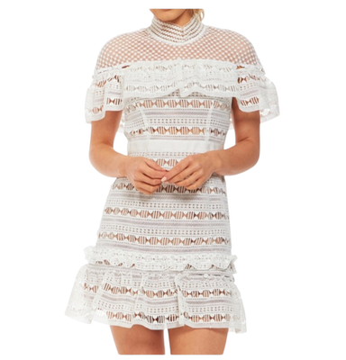 Self-Portrait White Yoke Frill Lace Mini Dress US 10 NWT Ruffled | eBay Self-Portrait White Yoke Frill Lace Mini Dress US 10 NWT Ruffled | eBay