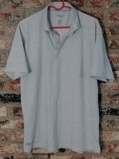 Men's Johnnie-O Performance Blue  White Star Print Polo Golf Shirt L