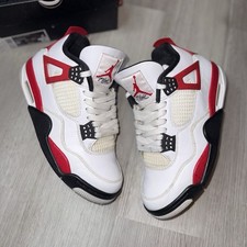 Jordan Air Jordan 4 Retro Fire Red Mid Top Sneakers White Red Black Leather