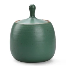 Retro Kitchen Canisters Ceramic Food Storage Jar Roud Shape with Silicone Air...