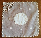 TULLE PLACEMAT - antique hand embroidered silk - 19cm x 19cm