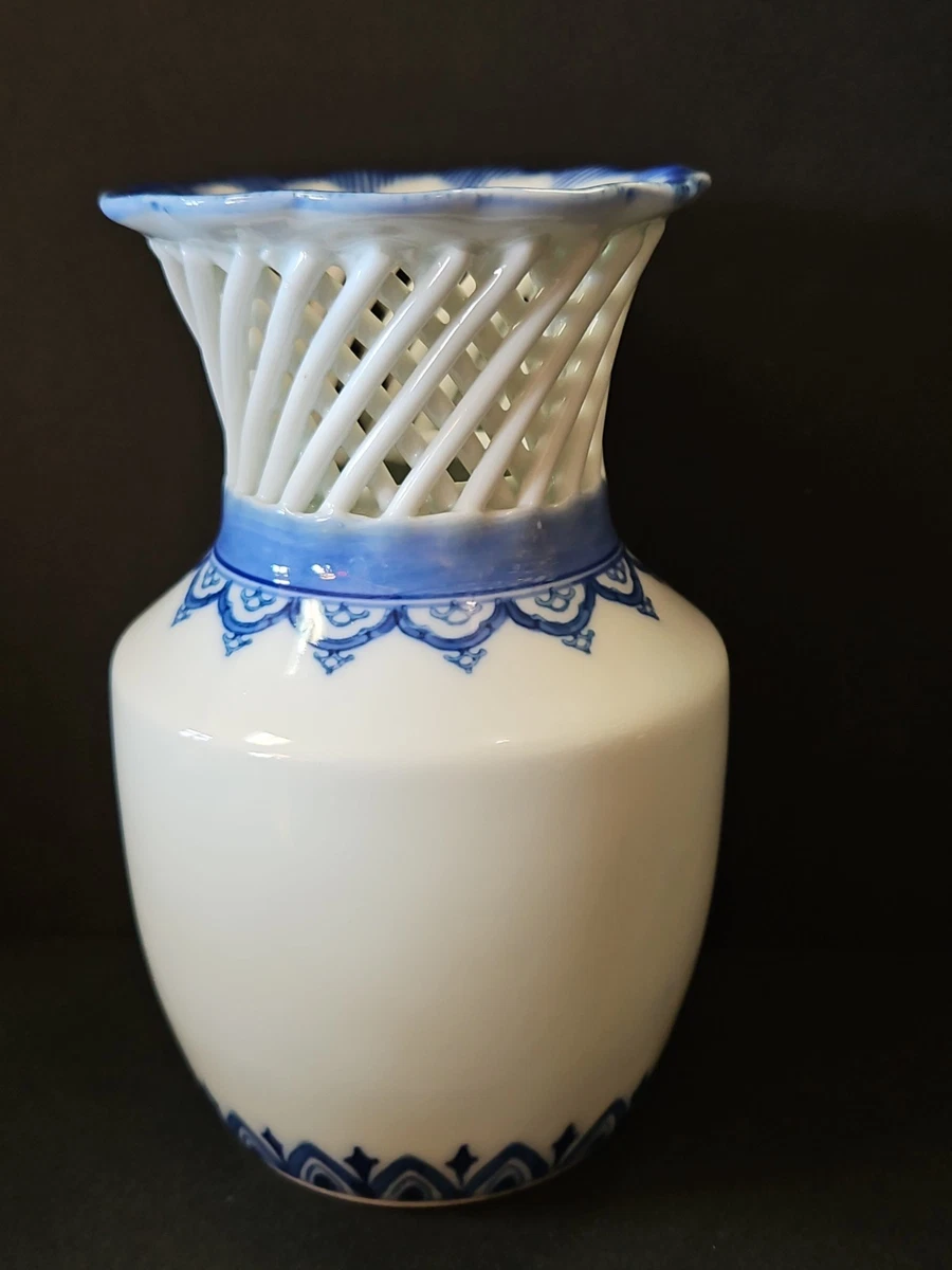 蓝色日本古董花瓶| eBay