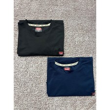 2 Wrangler Workwear Shirts Mens L 42-44 Black Navy Pocket Tee Lot 65042
