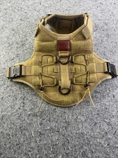 ALBCORP Tactical Dog Harness Large K9 Working Military Style MOLLE Vest Tan