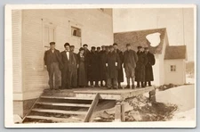 RPPC Group Of Men Workers On Poorly Constructed Deck Real Photo Postcard I46