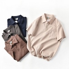 Men  s Heavyweight Plain Polo Shirt Short Sleeve Casual Sports Jersey Top