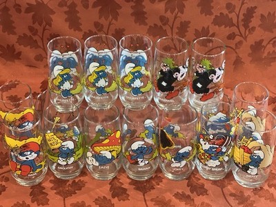 Smurfs Hardees 1982 Vintage Drinking Glasses Set Of 14