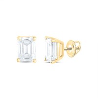 14K Gelbgold Solitaire Diamant Smaragd Korb Set Ohrstecker 1/5 TCW