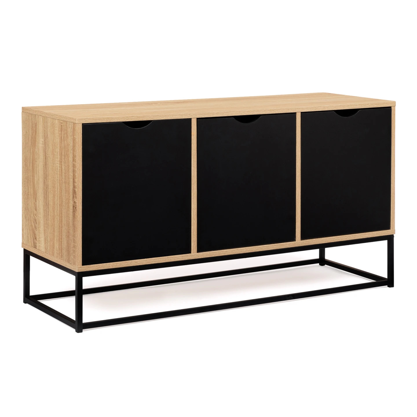 Buffet bas 113 cm BOSTON en bois et métal avec finitions noires mates