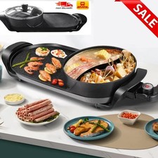 1500w 2IN1 Elektrogrill Grillpfanne Hot Pot BBQ Multifunktions Portable Cooker