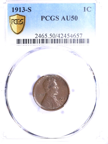 1913-S Lincoln Cent : PCGS AU50