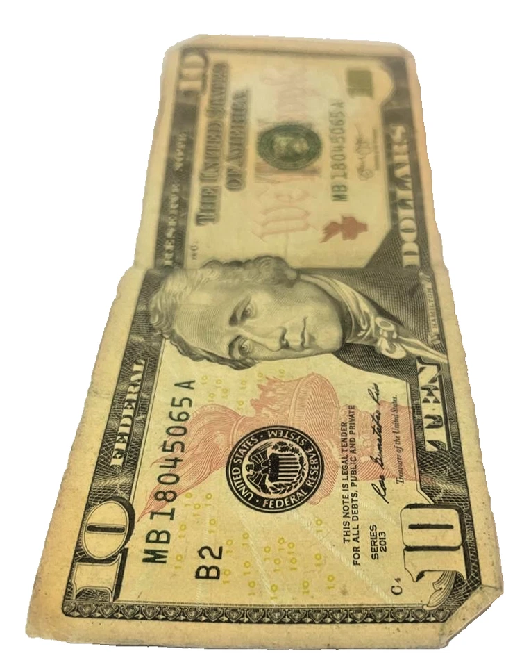 Fancy Serial $10 US Bill SERIES 2013 - Circulated w/ Cut Corner Anomaly - Image 3 of 4