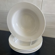 Set/4 EUC! Pier 1 One~ New Essentials Classic~Porcelain Rimmed SOUP/SALAD BOWLS