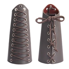 Leather Gauntlet Wristband Medieval Bracers Viking Wrist Guards Archery Leath...