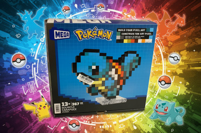 MEGA Pokémon Action Figure Building Set, Squirtle Pixel, Retro Squirtle, 367 Pie