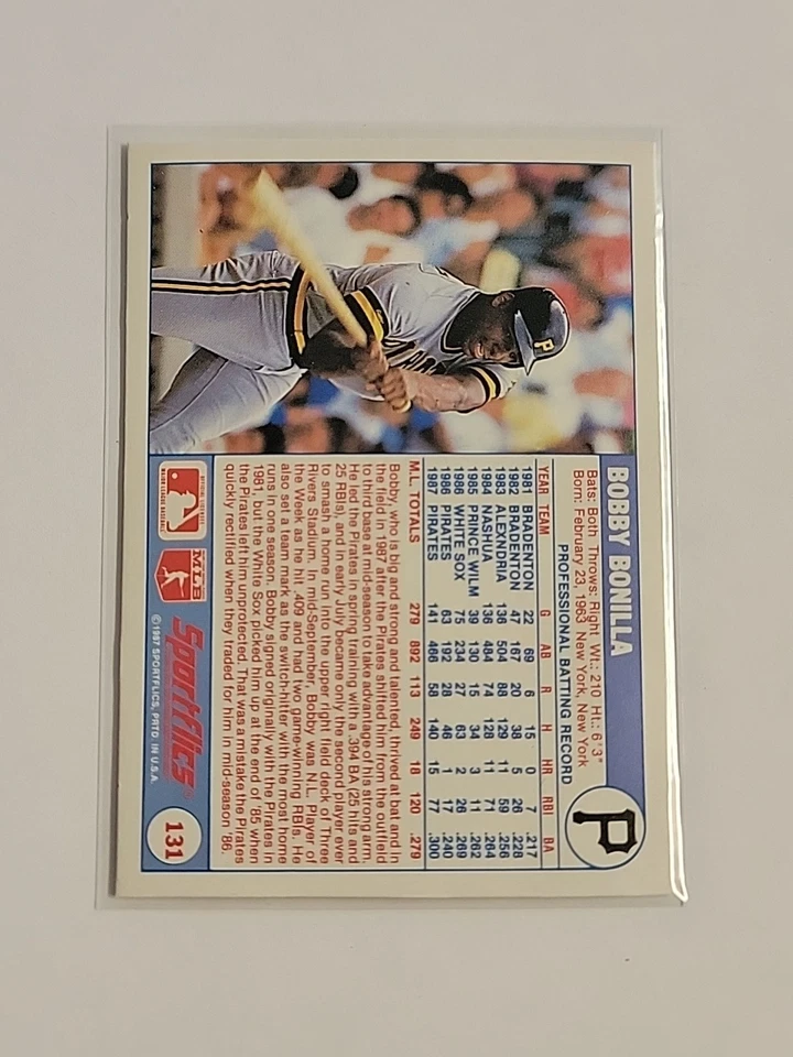 1988 Sportflics, Bobby Bonilla, Pittsburgh Pirates #131 Baseball Card ⚾️  - Image 3 of 3