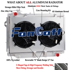 3 Row Radiator Shroud Fan Fit 1993-1998 Toyota Land Cruiser HDJ80 HZJ80 4.2L L6