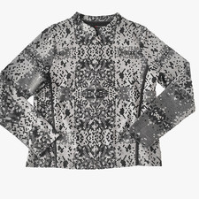 Grau schwarz gemusterte Damen Strickjacke von...