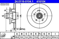 Ate 24.0116-0104.1 Bremsscheibe FüR VW