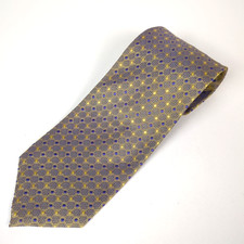Structure Mens Necktie Tie 100% Silk 57x3.75 USA Made Yellow Blue Geometric Vtg