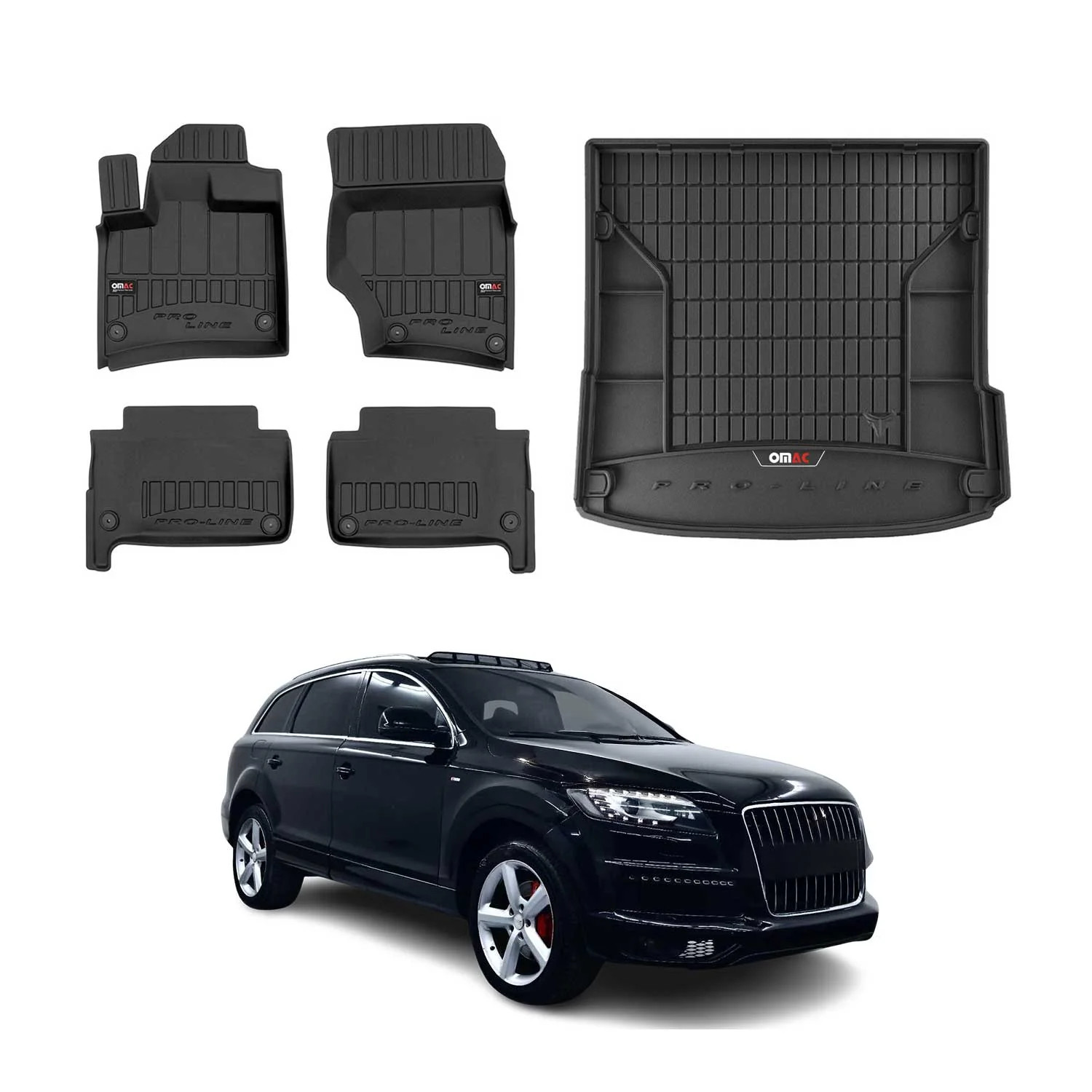 Tapis de Sol et Coffre Audi Q7 2006-2015 TPE Noir Accessoire Protection Auto