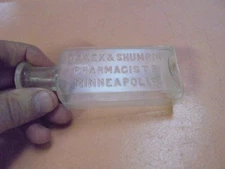 Vintage Embossed Bottle Danek & Shumpik Pharmacists Minneapolis 4 and 1/2 inches