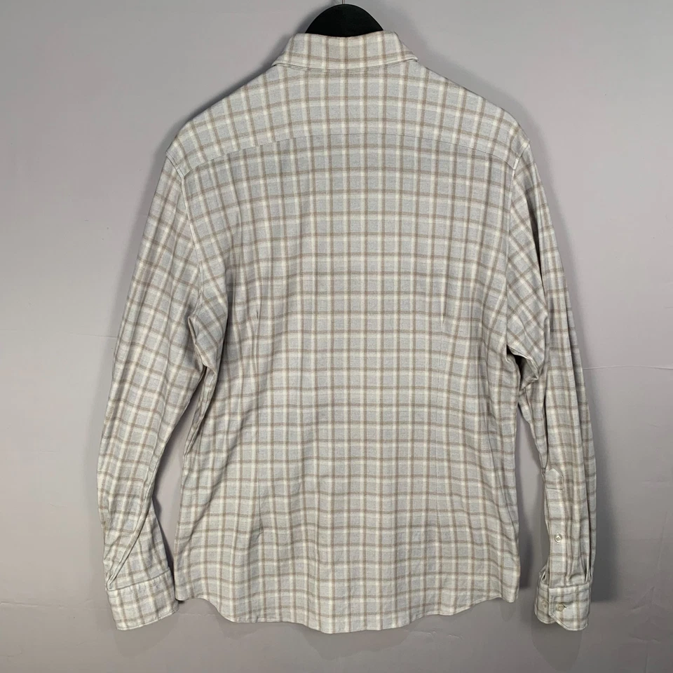 Camisa EMANUEL BERG Para Hombre Manga Larga Abotonada 4Flex Elastizada Gris A Cuadros 16" M/L Foto 3 de 4