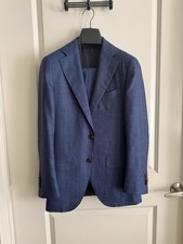 Suitsupply La Spalla Blue Slim Fit 2-Piece Twill Wool Silk Linen Suit 34