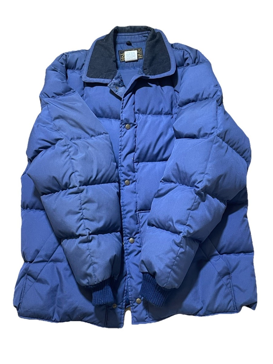EDDIE BAUER GOOSE DOWN PUFFER JACKET XXL NAVY BLUE VINTAGE 80's