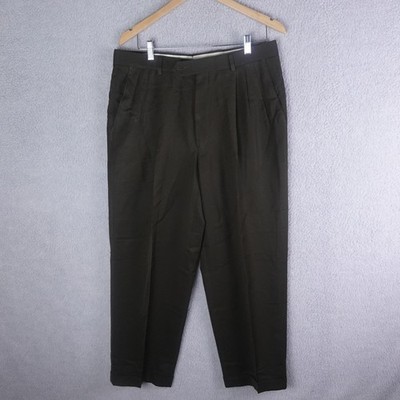 Vintage Monsieur by Givenchy Mens Pleated Cuffed Pants Olive Brown