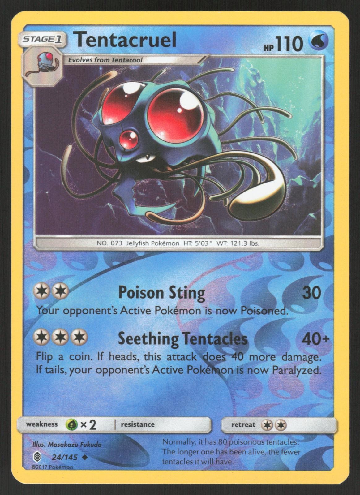 POKEMON TENTACRUEL GUARDIANS RISING 24/145 REVERSE HOLO UNCOMMON DMG