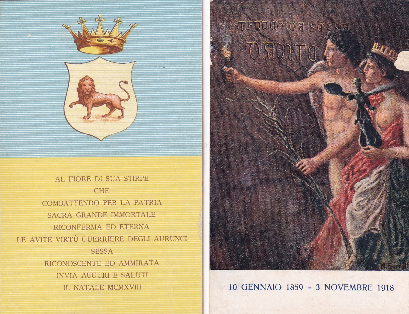 2 CARTOLINE MILITARI ,PRO COMBATTENTI SESSANI - WW1 - 1918
