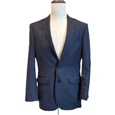 Jos A Bank Traveler Blazer 37R Navy Blue Slim Fit Modern Lightweight 100 Wool
