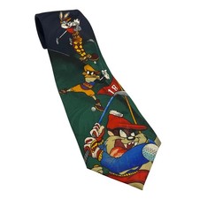 Vintage Looney Tunes Golf Tie 1996 Bugs Bunny Taz Daffy Duck Warner Bros