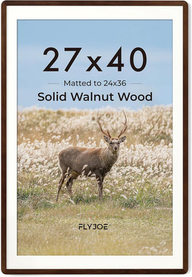 27x40 Walnut Wood Poster Frame with Mat & Glass - Perfect for Movie Posters