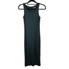 Quince Tencel Ribbed Tank Midi Dress Forest Green STIEC01 SP23 Small Bodycon