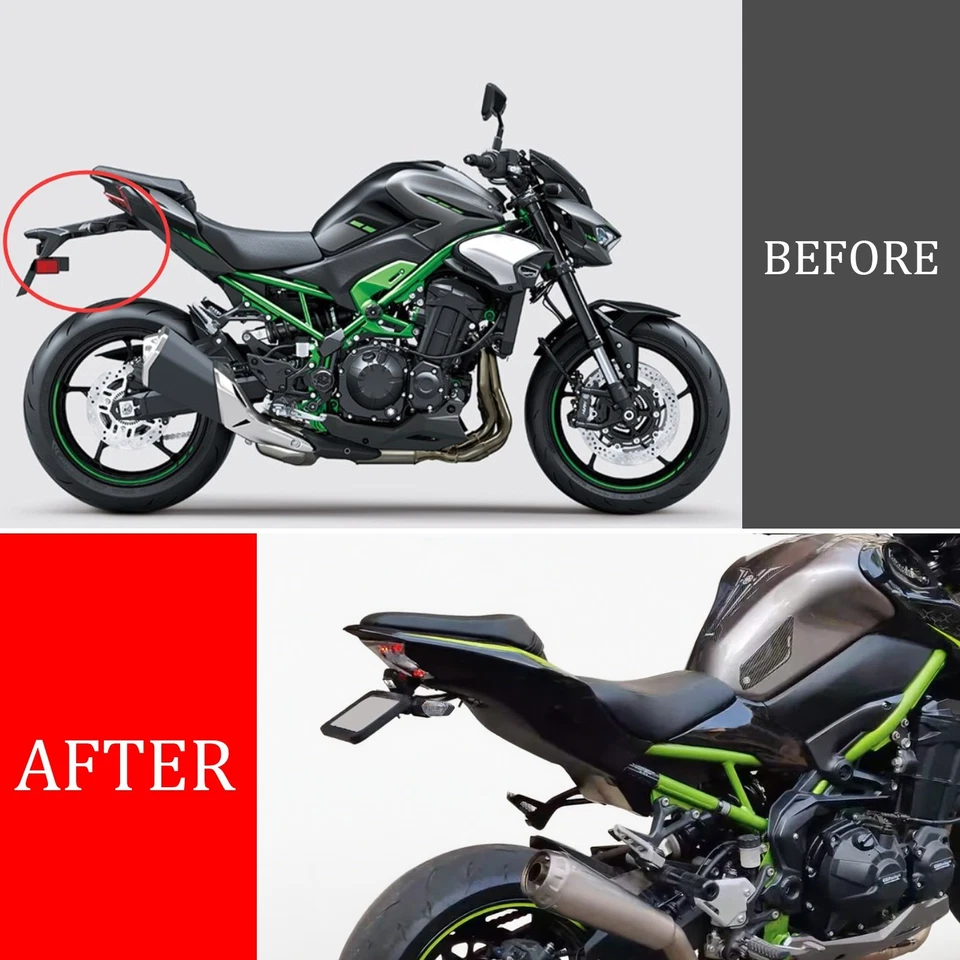Eliminador de guardabarros trasero ordenado LED intermitente para Kawasaki Z900 Z H2 2017-2024 Foto 2 de 4