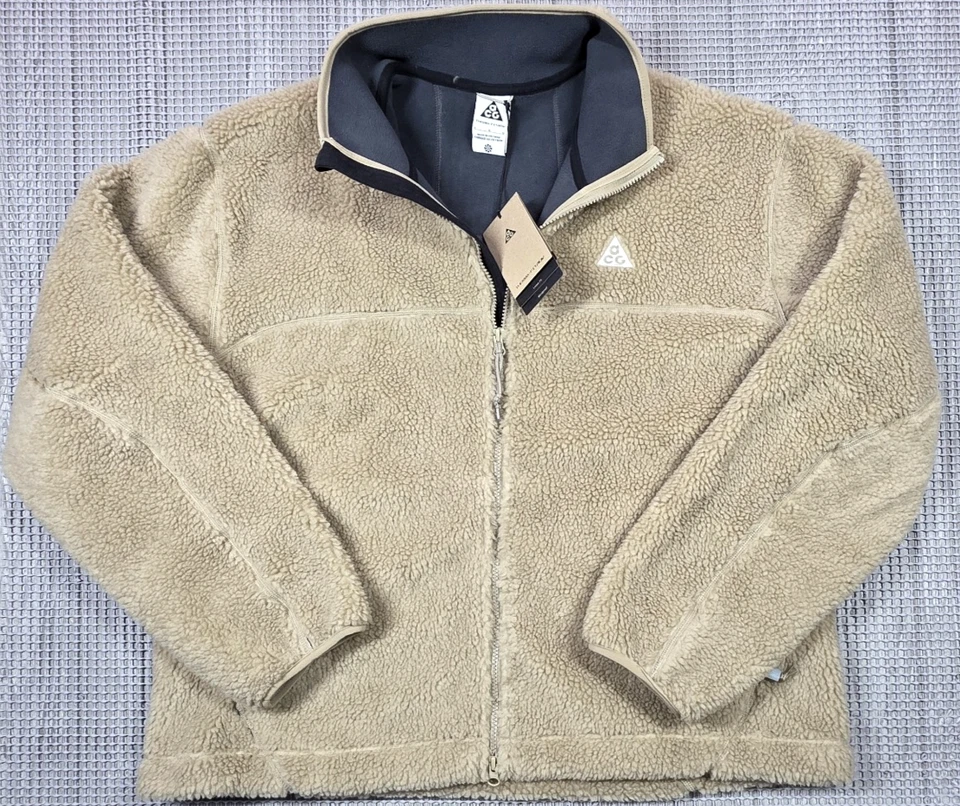 Nike Jacket Mens L Beige ACG Canwell Glacier Therma-FIT ADV Windproof Zip Fleece - Image 2 of 4